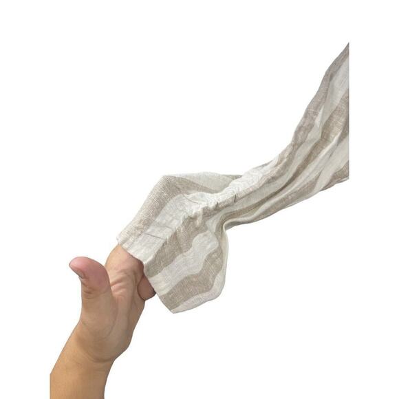 Soft Surroundings Size L Camina Linen Blend Button Down Tunic Stripe Cream Brown - Picture 5 of 8